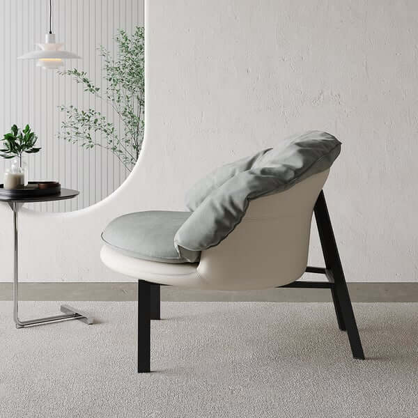 Elegant Gray & Beige Accent Chair with Plush Cushion