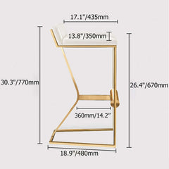 Trendy White PU Leather Bar Stool & Counter Stool with Gold Legs and Footrest for Contemporary Spaces