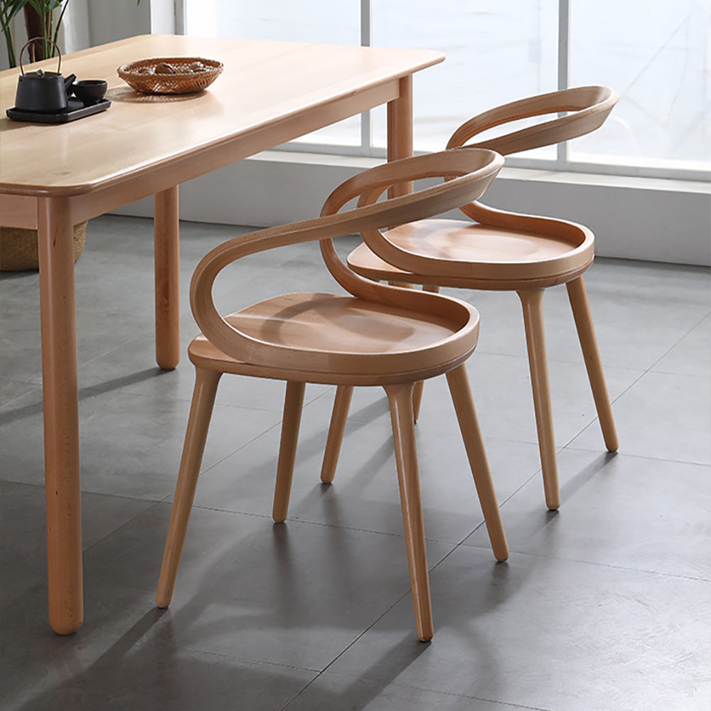 Natural Modern Ash Wood Dining Chair Ribbon Shape Dining Chair