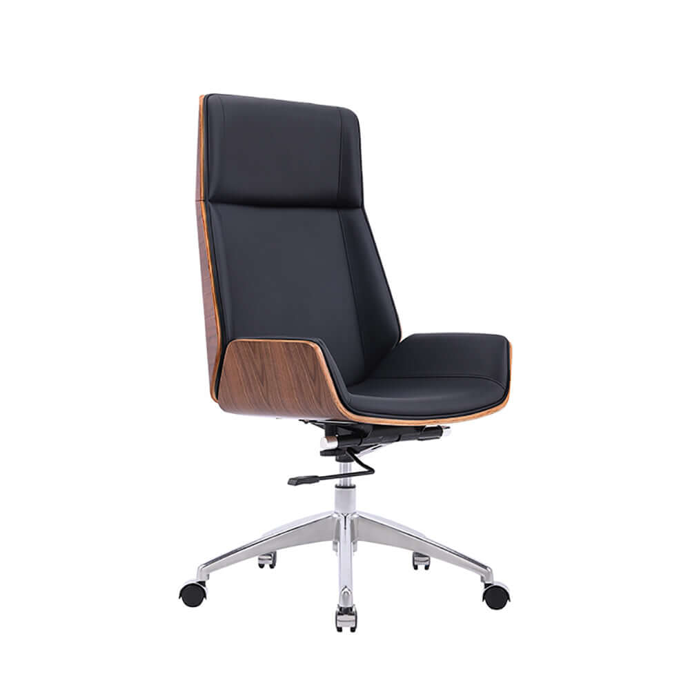 Faux Leather Office Chair with Wheels & Height Adjustment for Home Office