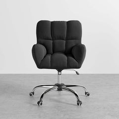 Contemporary office chair featuring cotton and linen fabric, swivel and adjustable height for ergonomic support