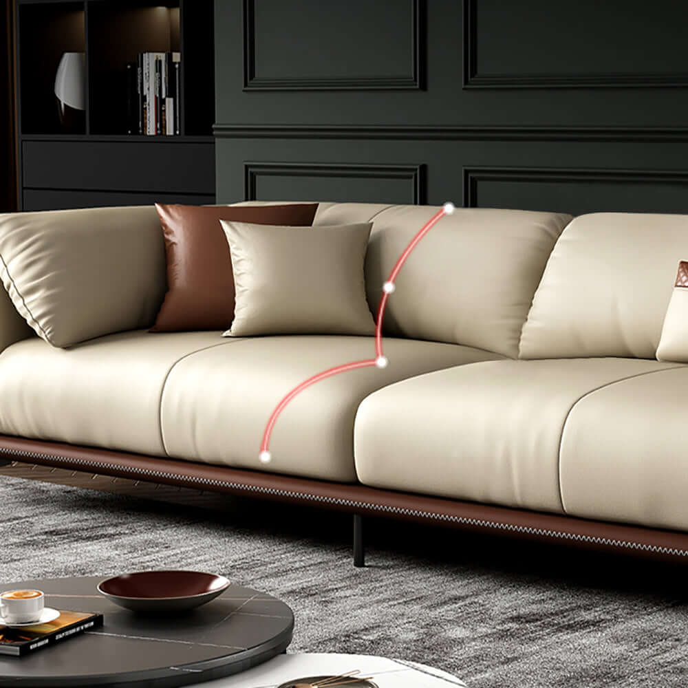 3 Piece Microfiber Leather Living Room Set with Brown & Beige Upholstered Sofa