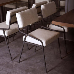 Industrial white PU leather dining chair set of 2 in modern style for dining room furnishing