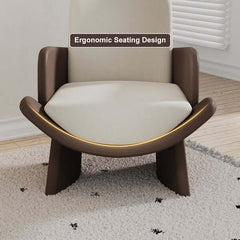 Comfortable Brown and Beige Lounge Chair with Faux Leather Upholstery