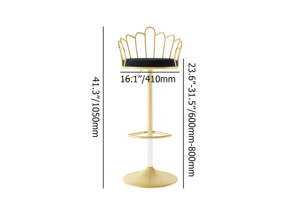 2-Piece Blue Velvet Kitchen Island Counter Height Bar Stools with Swivel Function and Back Support