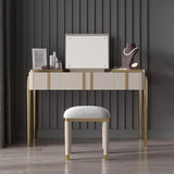 Champagne Makeup Vanity Mirror & Stool included with Flip Top 2Drawer Dressing Table