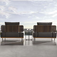 Stylish Aluminum and Rattan Outdoor Furniture Set with Gray and Brown Cushion