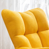 Modern Yellow Accent Chair with Tufted Upholstered Cotton & Linen Rocking Chair