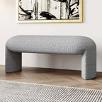 Brown and white boucle stool with short and long design, ideal for living room, bedroom, or entryway seating