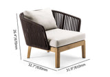 4 Pieces Teak Wood & Aluminum Outdoor Sofa Set with Coffee Table and Cushion in Natural