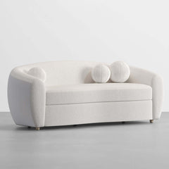 78 inch modern white boucle sherpa 3 seater curved sofa for living room