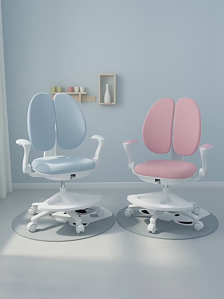 Ergonomic Children Student Study Office Computer Kids Desk Chair With Footrest, Armrest, Lumbar Support, Sit-Brake Casters, Adjustable Seat Height and Depth