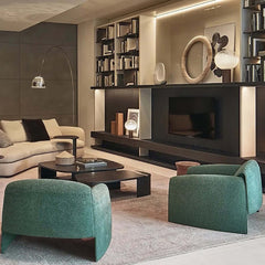 Luxurious deep green velvet chair with stylish modern design for living room