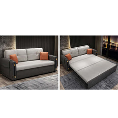 Modern gray sofa bed with storage and leathaire upholstery