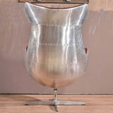 Retro Brown & Silver Leather Upholstered Accent Chair Aluminum Alloy Frame