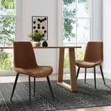 Modern Gray Upholstered Dining Chairs PU Leather Set of 2