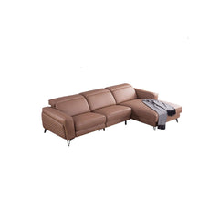 Comfortable L-shaped faux leather theater seating with recliner