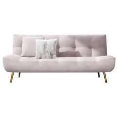 Stylish 71 inch pink convertible sofa couch with plush velvet upholstery