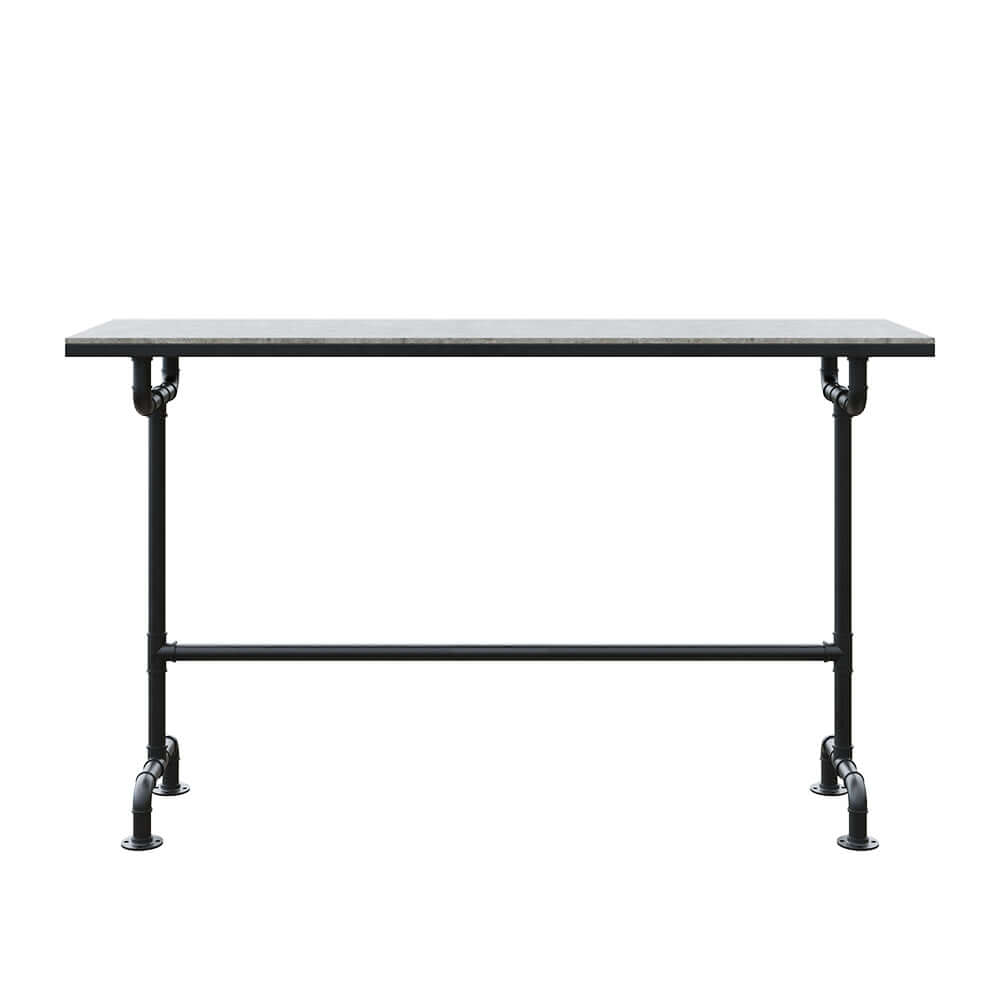 7-piece industrial metal outdoor patio bar dining set with rectangle table and chairs