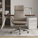 Reclining Leather Office Desk Chair High Back Adjustable Swivel White Executive Chair
