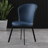 Modern Dining Chair High Back Leathaire Upholstered in Black Legs Set of 2