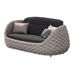 Patio Loveseat for Two with Easily Washable Removable Cushions and Modern Rope Woven Design