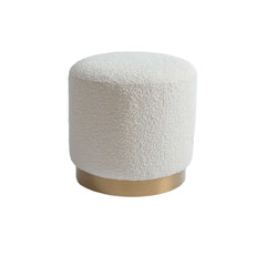 Soft and plush modern white round lamb boucle sherpa vanity stool makeup stool