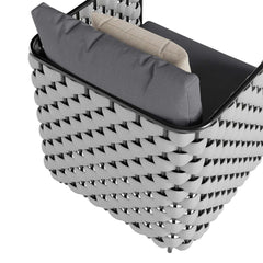 Modern aluminum and rope sofa with cushion, perfect for outdoor patio in gray