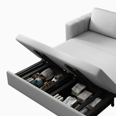 Soft cotton & linen 71" gray sofa bed with storage, perfect for small living areas