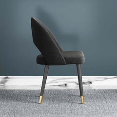 Modern and elegant blue velvet dining chair with a curved back, set of 2 for luxurious dining