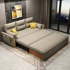 Comfortable cotton & linen upholstered convertible sofa bed with storage function