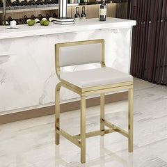 Modern white bar stool set with PU leather upholstery and backrest, ideal for kitchen or dining area