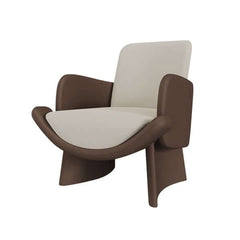 Chic Faux Leather Lounge Chair with Armrests in Brown and Beige