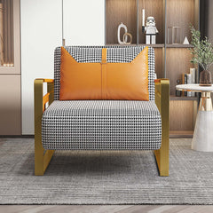 Modern Orange Houndstooth Single Sofabed Convertible Sleeper - Chic and Storage-Efficient Furniture Piece