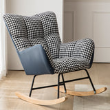 Modern Accent Chair Tufted Upholstered Rocking Chair with LeathAire and Cotton & Linen