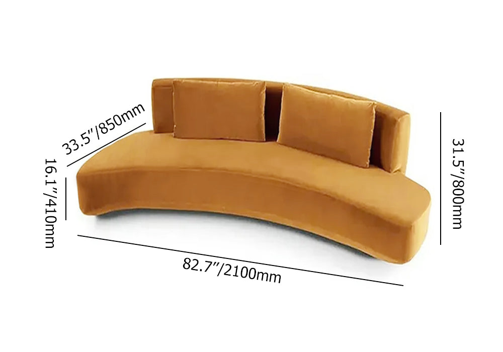 Orange Sofa Velvet Upholstered Sofa 3Seater Sofa 82.7"