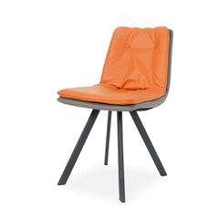 Chic and comfortable orange dining chair in PU leather upholstery