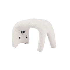 Elegant white cat vanity stool with cozy teddy velvet upholstery, backless makeup accent chair