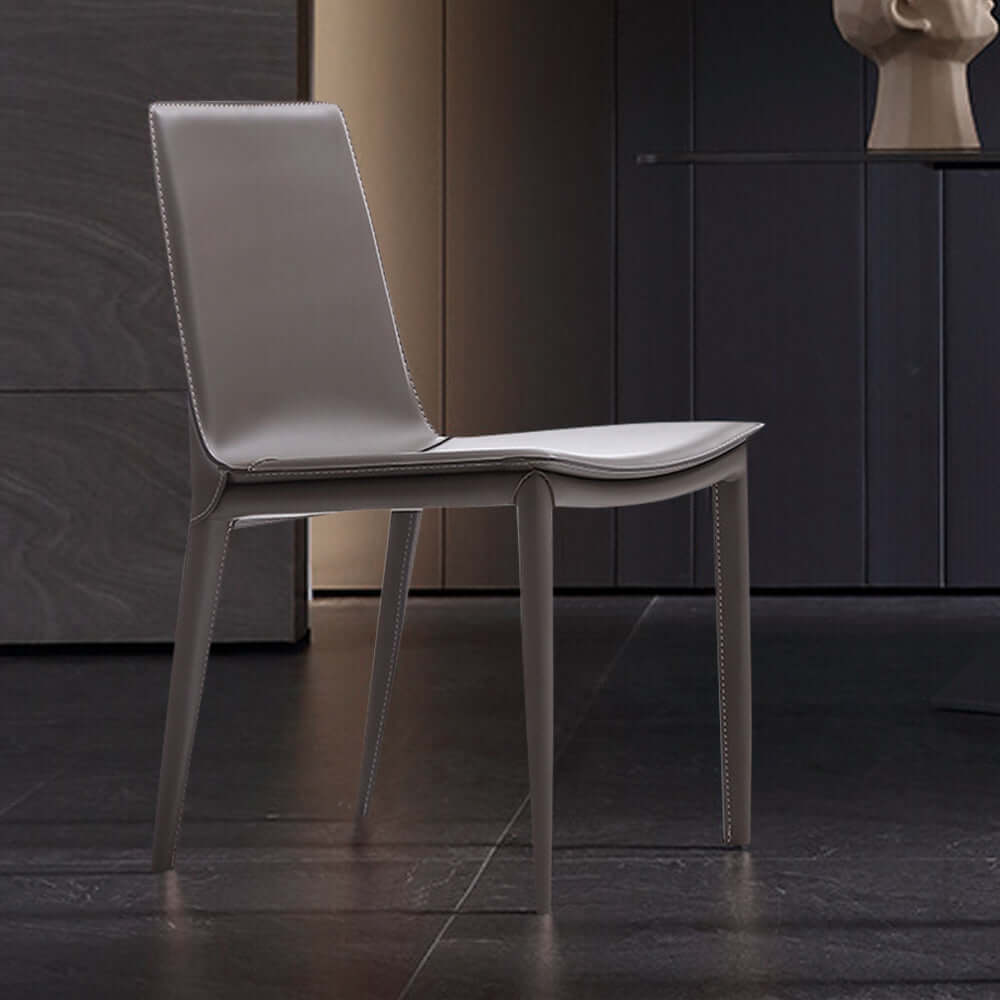 Grauer Sattelleder Hochlehnen-Esszimmerstuhl Set von 2 Zweitbild