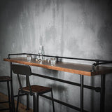 3 Pieces Industarial High Natural Bar Table Set with Stools with Metal Legs