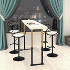 Set of 2 Modern Upholstered Bar Stools in Black with Adjustable Height and Swivel Feature