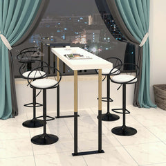 Set of 2 Modern Upholstered Bar Stools in Black with Adjustable Height and Swivel Feature