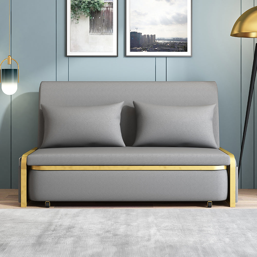 Full Sleeper Sofa Gray Upholstered Convertible Sofa LeathAire