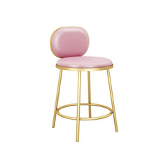 Fashionable beige faux leather cushioned round counter chair with back pair