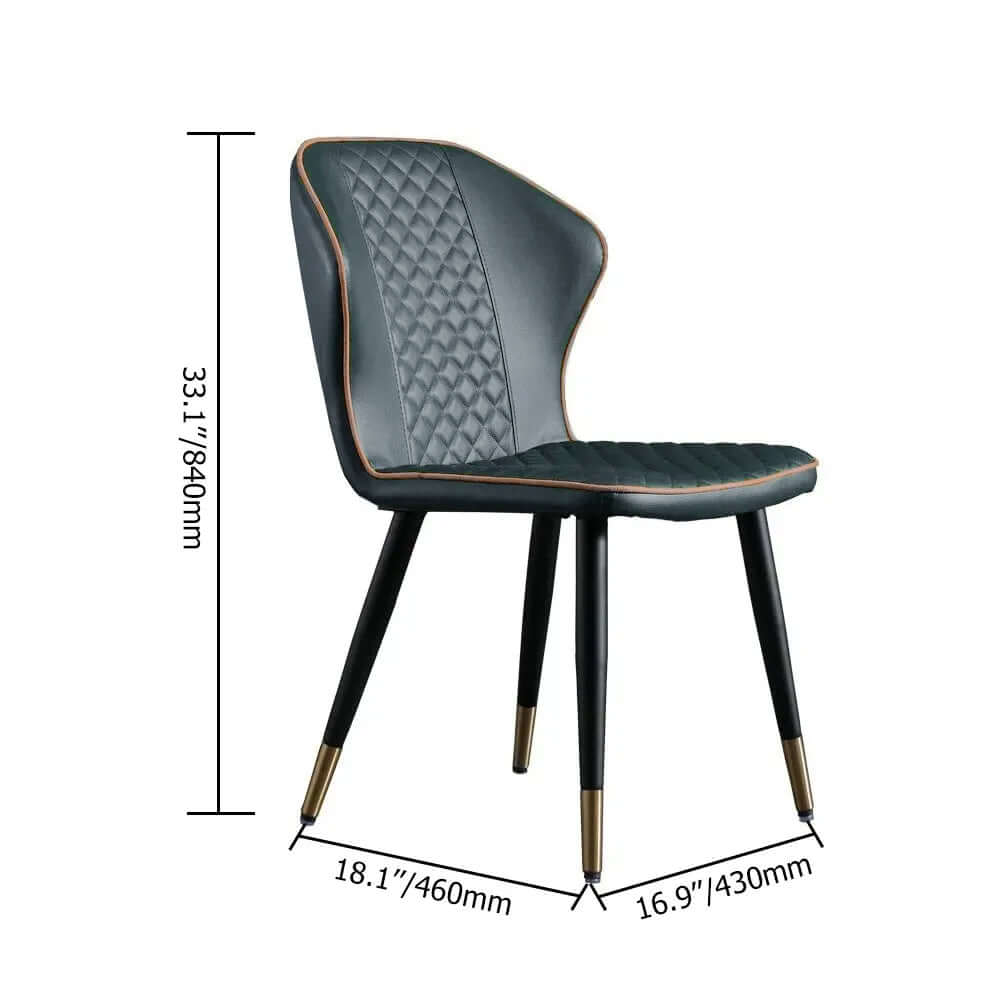 Modern Dark Green PU Leather Dining Chairs Set of 2 with Sleek Carbon Steel Legs
