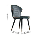 Modern Dark Green PU Leather Dining Chairs Set of 2 with Sleek Carbon Steel Legs