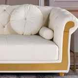 116.1" Modern LShaped White Corner Sectional Sofa Loveseat with Chaise