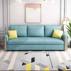 Modern OffWhite Arm Full Sleeper Sofa Bed with Storage & Side Pockets