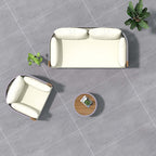 Gray woven rope chair with teak round table