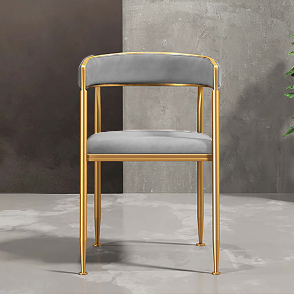 Gray Modern Dining Chair Velvet Upholstered Accent Arm Chair with Gold Leg Secondary image